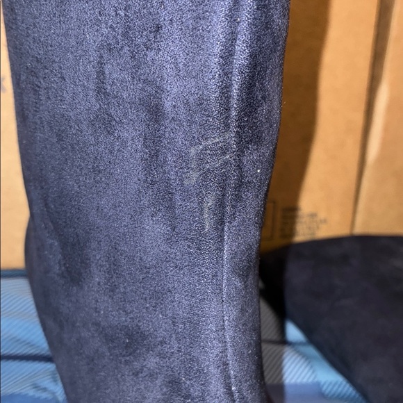 New The Drop size 8.5 Elegant Dark Blue Microsuede Leather Women's Boots 2”heel - Picture 9 of 11